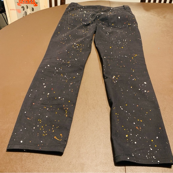 Isabel Marant Etoile Ennet Paint Splatter Slim Straight Jeans Black (8)40x27 - Picture 4 of 11